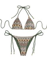 Biquíni ZAFUL Triangle de 2 peças de corda tricotada Halter Forest Green S Biquíni ZAFUL Triangle de 2 peças de corda tricotada Halter Forest Green S