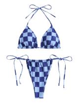 Biquíni ZAFUL Triangle Halter de 2 peças para mulheres azul M