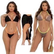 Biquínis 2 Kits Fio Dental Marquinha e Saída De Praia Biquínis 2 Kits Fio Dental Marquinha e Saída De Praia