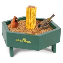 Bird Feeder MIXIDEA Bandeja de malha de madeira verde ao ar livre