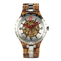 BIRD Relógio masculino mecânico automático de madeira com design de marca multifuncional, relógio de madeira luxuoso, pa