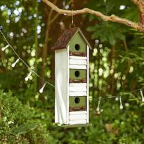 Birdhouse Glitzhome, jardim envelhecido, madeira maciça, 18 cm