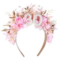 Birthday Crown PartyForU feita à mão para mulheres cor-de-rosa de 30 anos Birthday Crown PartyForU feita à mão para mulheres cor-de-rosa de 30 anos