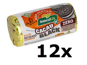 Biscoito Cacau Black Recheio de Baunilha Zero Açúcar S/ Glúten Vegano Kodilar 90g - Kit com 12 Uni