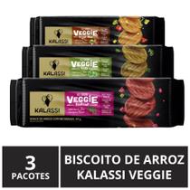Biscoito de Arroz, Kalassi Veggie, 3 Pacotes de 84g