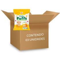 Biscoito de Arroz Mini Puffs Banana e Cenoura Zero Glúten, Integral Nhami Mami contendo 3 pacotes de 15g cada