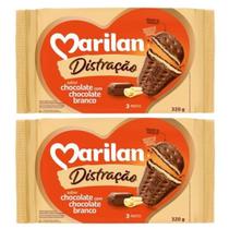 Biscoito Doce Marilan Chocolate e Chocolate Branco Kit 640g