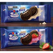 Biscoito Golden Black Panco 40g Recheado Sabor Morango e Baunilha Crocante