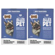 Biscoito Hipoalergênico para Cães Alles Pet Tradicional 180g 2 unidades