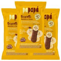 Biscoito Infantil Papapá Zero Açúcar Banana e Cacau contendo 3 pacotes de 60g cada