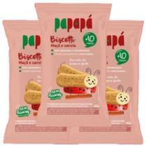 Biscoito Infantil Papapá Zero Açúcar Maçã e Canela contendo 3 pacotes de 60g cada