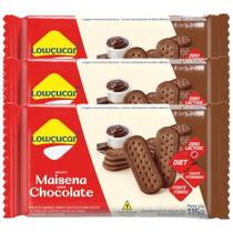 Biscoito Maisena Chocolate Zero Lactose, Zero Açúcar Lowçucar contendo 3 pacotes de 115g cada