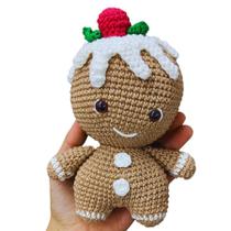 Biscoito Natal Amigurumi Crochê Presente ou Decoração 25cm