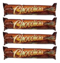 Biscoito Recheado Chocolicia Chocolate Kit 4 Unidades 132g