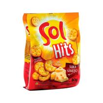 Biscoito Salgadinho Hits Sol Queijo 80g - Embalagem c/ 24 Unidades