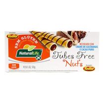 Biscoito Tubes de Creme de Castanha e Cacau Sem Glúten Natural Life 50g