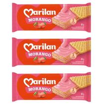 Biscoito Wafer Camadas de Recheio de Morango Kit 3 Unid 80g