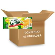 Biscoito Wafer Limão Zero Lactose, Zero Açúcar Lowçucar contendo 3 pacotes de 115g cada