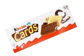 Biscoito waffle kinder cards leite e creme de cacau 128g