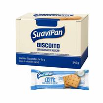 Biscoito Zero Açúcar Sabor Leite Suavipan - Caixa 15 Unidades 36g
