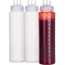 Bisnaga 650ml de Bico Triplo 3 Bicos Profissional Buffet Restaurante Lanchonete Graduada Confeiteiro Molhos Caldas Ketchup Maionese Mostarda Bisnaga 650ml de Bico Triplo 3 Bicos Profissional Buffet Restaurante Lanchonete Graduada Confeiteiro Molhos Caldas Ketchup Maionese Mostarda