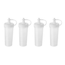 Bisnaga Transparente 250ml Tubo Bico Fino Molho Plastico 4un