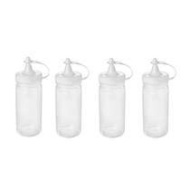 Bisnaga Transparente 380ml Tubo Bico Fino Molho Plastico 4un