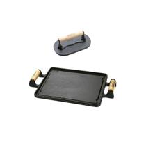 Bistequeira Ferro Fundido Alça 30x30 Cm com Prensador Oval Panela Mineira