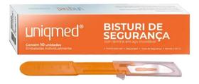 Bistiri descartavel com dispositivo segurança lamina inox 12 cabo 3 - UNIQMED