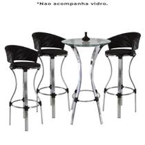 Bistrô Conforto Sem Vidro 3 Banquetas Fibra Tab Marrom Bistrô Conforto Sem Vidro 3 Banquetas Fibra Tab Marrom