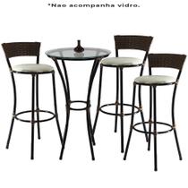 Bistrô Forts Sem Vidro 3 Banquetas Fibra Argila/Gelo