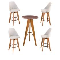 Bistrô Maya Com 4 Banquetas Assento Linho Bege Bistrô Maya Com 4 Banquetas Assento Linho Bege