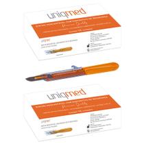 Bisturi desc c/ disp seg e lâm inox 10 cabo3 kit 2cx uniqmed tamanho:n10 c3