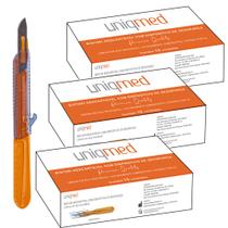 Bisturi desc c/ disp seg e lâm inox 10 cabo3 kit 3cx uniqmed tamanho:n10 c3