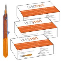 Bisturi desc c/ disp seg e lâm inox 15 cabo3 kit 3cx uniqmed tamanho:n15 c3