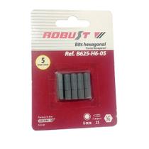 Bits Hexagonal 1/4" 25 mm B625-H6-05 5 Peças Robust