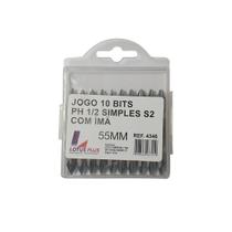 Bits jogo ponteira dupla 55mm ph 1/2 imã c/10 - elite f04228
