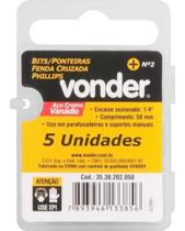 Bits Phillips Enc 1/4 Nº2 50mm C/ 5pc Vr 3538202050 Vonder Bits Phillips Enc 1/4 Nº2 50mm C/ 5pc Vr 3538202050 Vonder
