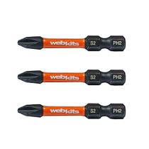 Bits Ponta Ponteira Phillips 50mm PH2 de Impacto Imantado 3 Peças Webkits