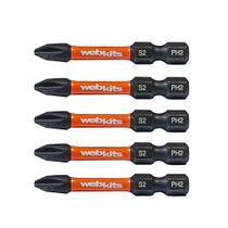 Bits Ponta Ponteira Phillips 50mm PH2 de Impacto Imantado 5 Peças Webkits Bits Ponta Ponteira Phillips 50mm PH2 de Impacto Imantado 5 Peças Webkits