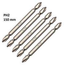 Bits Ponteira Dupla Phillips Longa PH2 150mm Imantado Parafusadeira 5 Peças
