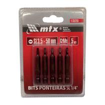 Bits Ponteira Fenda 1/4 Sl 3.5mm X 50mm Kit 5 Pçs - Mtx Bits Ponteira Fenda 1/4 Sl 3.5mm X 50mm Kit 5 Pçs - Mtx