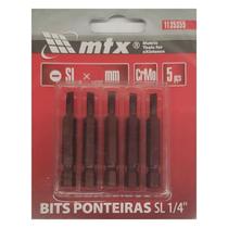 Bits Ponteira Fenda 1/4 Sl 4.0mm X 75mm Kit 5 Pçs F.l - Mtx Bits Ponteira Fenda 1/4 Sl 4.0mm X 75mm Kit 5 Pçs F.l - Mtx