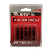 Bits Ponteira Fenda 1/4 Sl 5.0mm X 38mm Kit 5 Pçs F.l - Mtx Bits Ponteira Fenda 1/4 Sl 5.0mm X 38mm Kit 5 Pçs F.l - Mtx