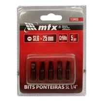 Bits Ponteira Fenda 1/4 Sl 6.0mm X 25mm Kit 5 Pçs F.l - Mtx Bits Ponteira Fenda 1/4 Sl 6.0mm X 25mm Kit 5 Pçs F.l - Mtx