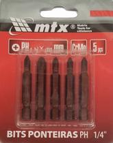 Bits Ponteira Phillips 1/4 Ph2 5.0mm X 25mm Kit 5 Pçs - Mtx Bits Ponteira Phillips 1/4 Ph2 5.0mm X 25mm Kit 5 Pçs - Mtx