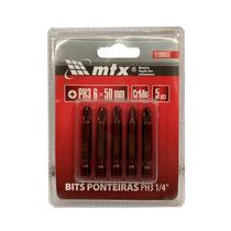 Bits Ponteira Phillips 1/4 Ph3 6.0mm X 50mm Kit 5 Pçs - Mtx Bits Ponteira Phillips 1/4 Ph3 6.0mm X 50mm Kit 5 Pçs - Mtx