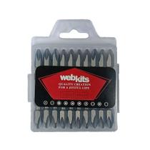 Bits Ponteira Phillips 65mm PH2 Imantado Ponta Dupla de Impacto 10 Peças Webkits