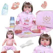 Bk Rosa Bebe Boneca Bebe Reborn Silicone Menina - Meu Xamego