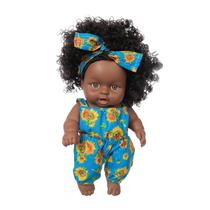 Black African Black Baby Cute Curly Black 8 polegadas Vinil Baby Toy